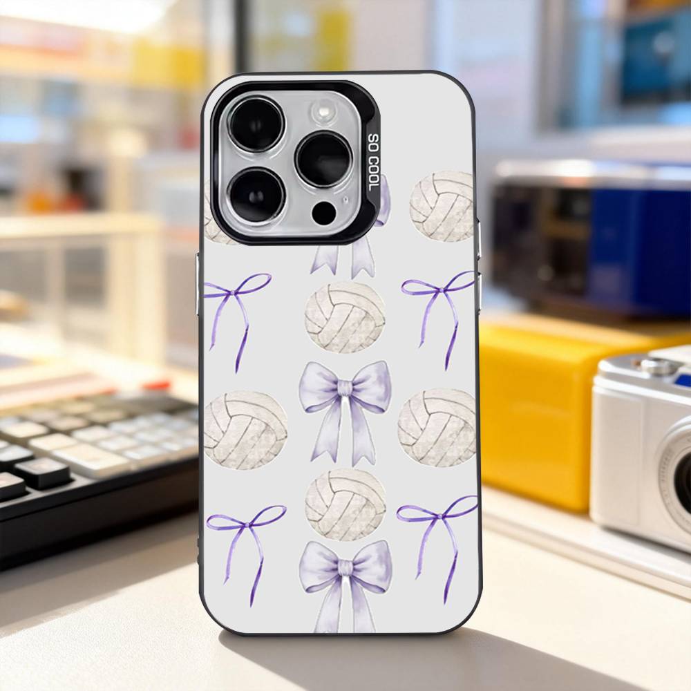 Volleyball Painted Cute Phone Case For iPhone 17,16,15,14,13,12,11,Pro,XS,Max,Plus,Mini,SE4,E IMD Matte Black iPhone14Pro