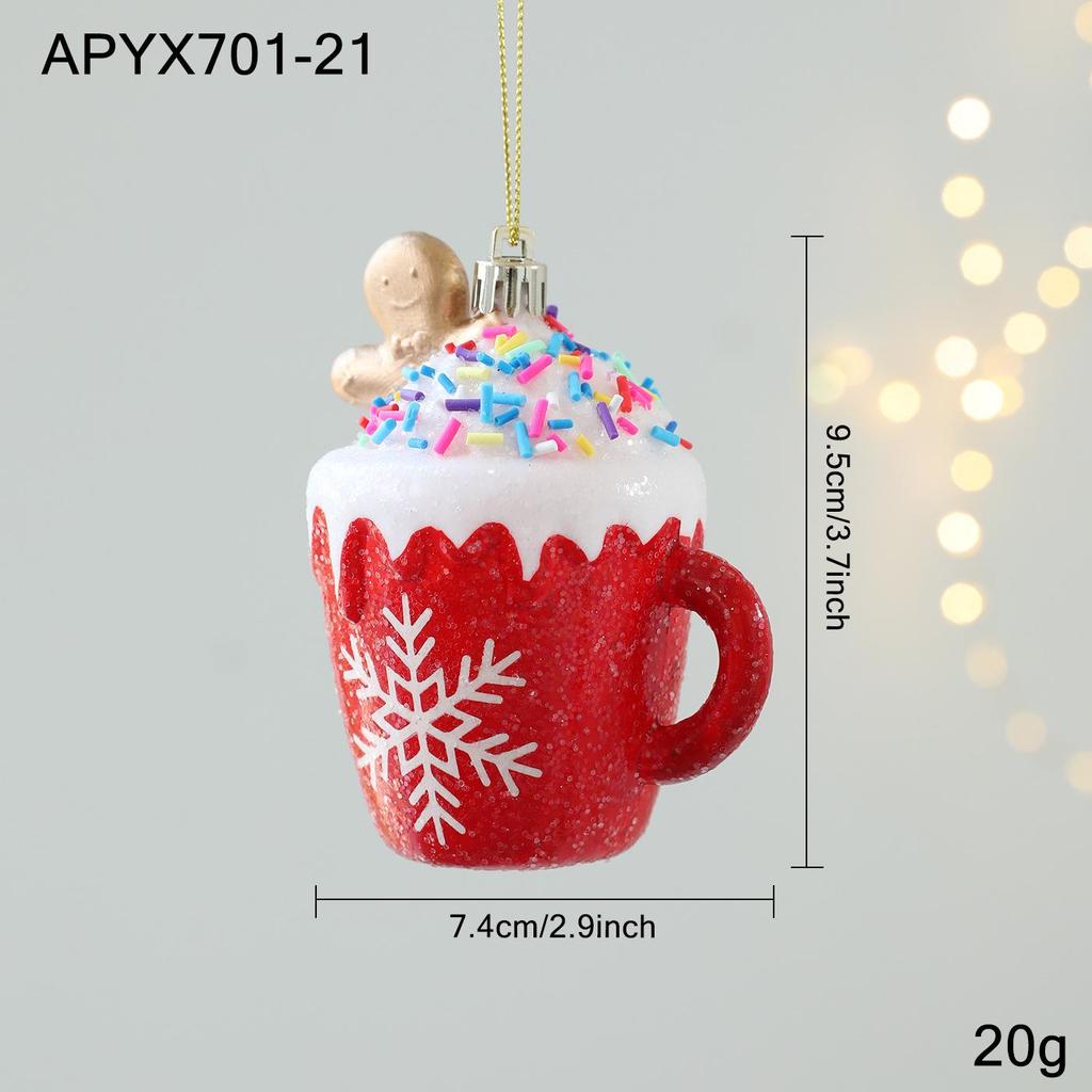 Red and White Sticky Powder Plastic Cartoon Pendant for Christmas Tree Decoration