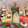 Christmas Candy Bags 12 Pieces Burlap Reusable Drawstring Decor Christmas Advent Bags for Halloween Thanksgiving Home Holiday