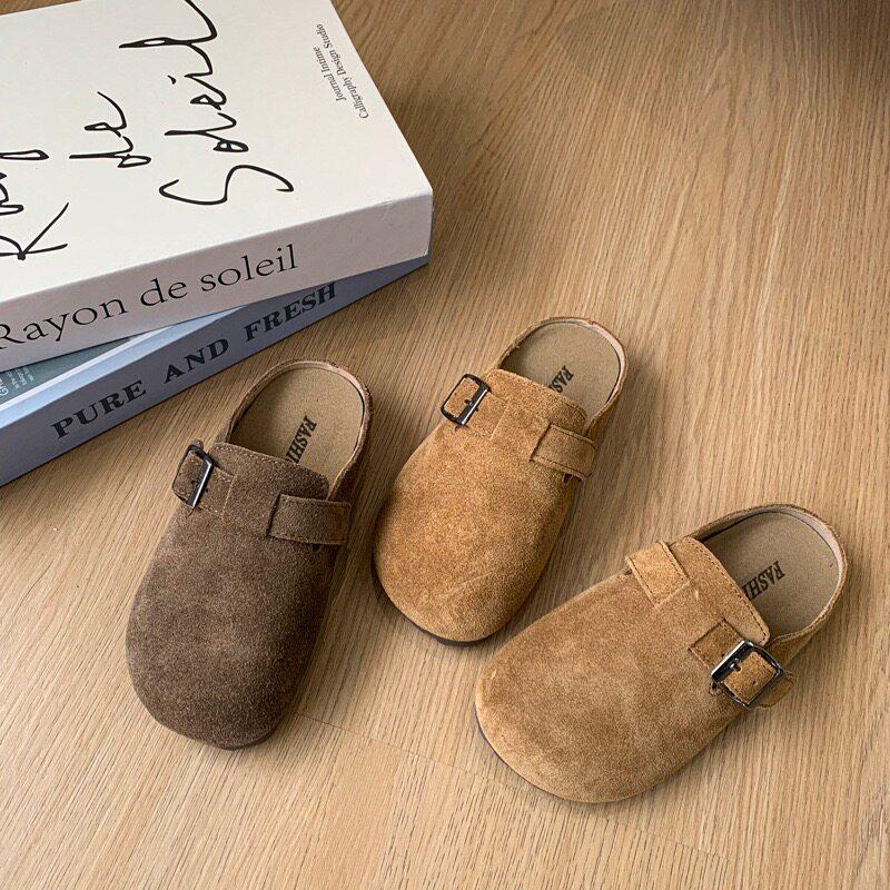 Kids' Genuine Leather Birkenstock Slippers 2025 Spring/Autumn Unisex Matte Leather Casual Shoes
