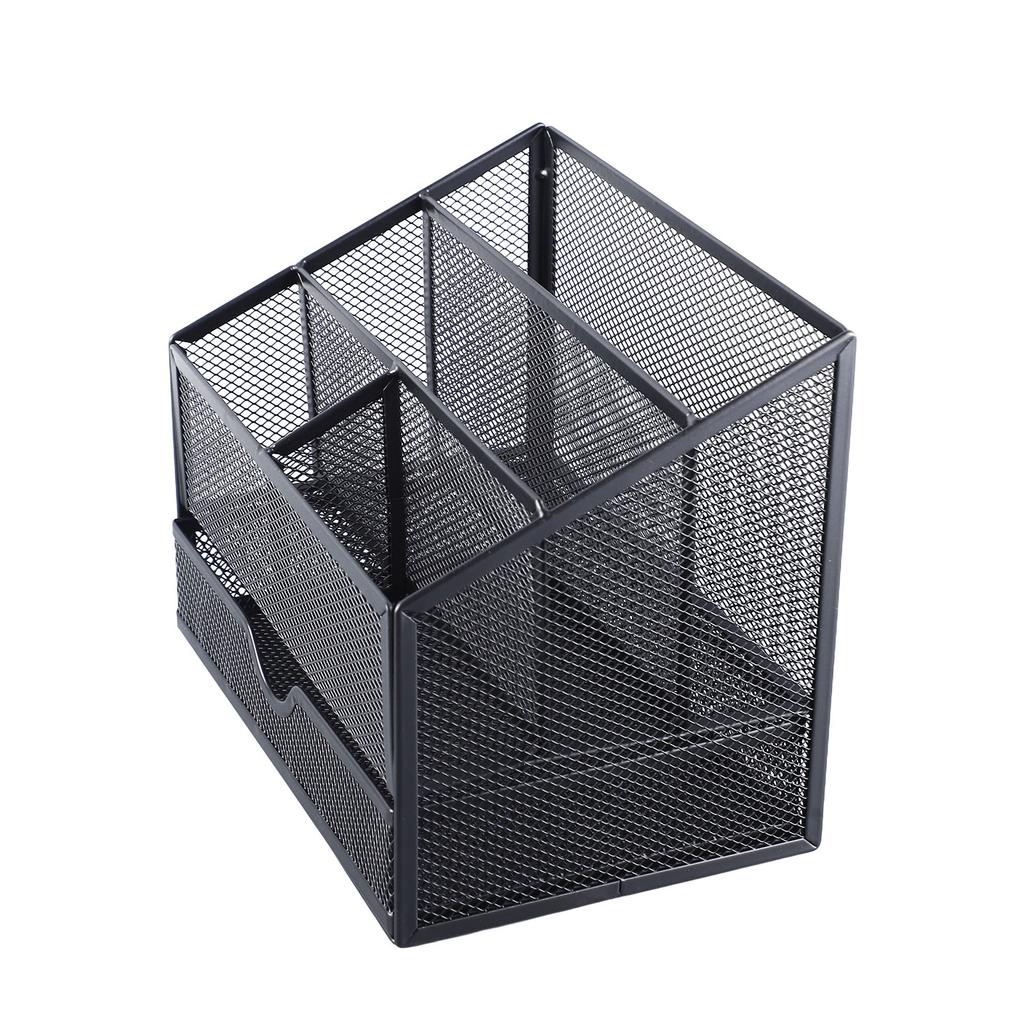 Desk Organiser Metal Mesh Office Table Organiser with Drawer for Books Pens Stapler Folder Clips