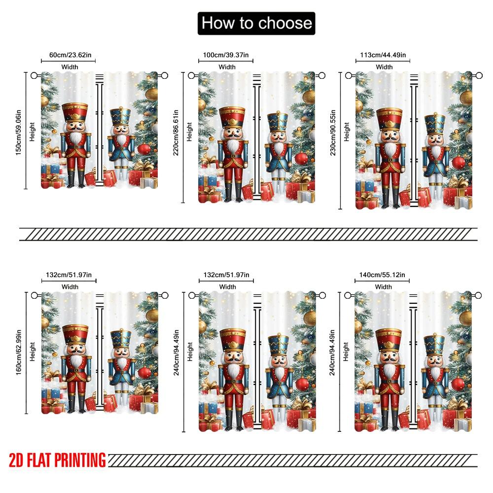 2pcs,2D Plane Printing Curtain Fabric Nutcracker Cheer Versatile Fabric (without Rod) Versatile All Perfect for Bedroom,