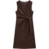 IEF French Elegant Frosted Leather Vest Dress