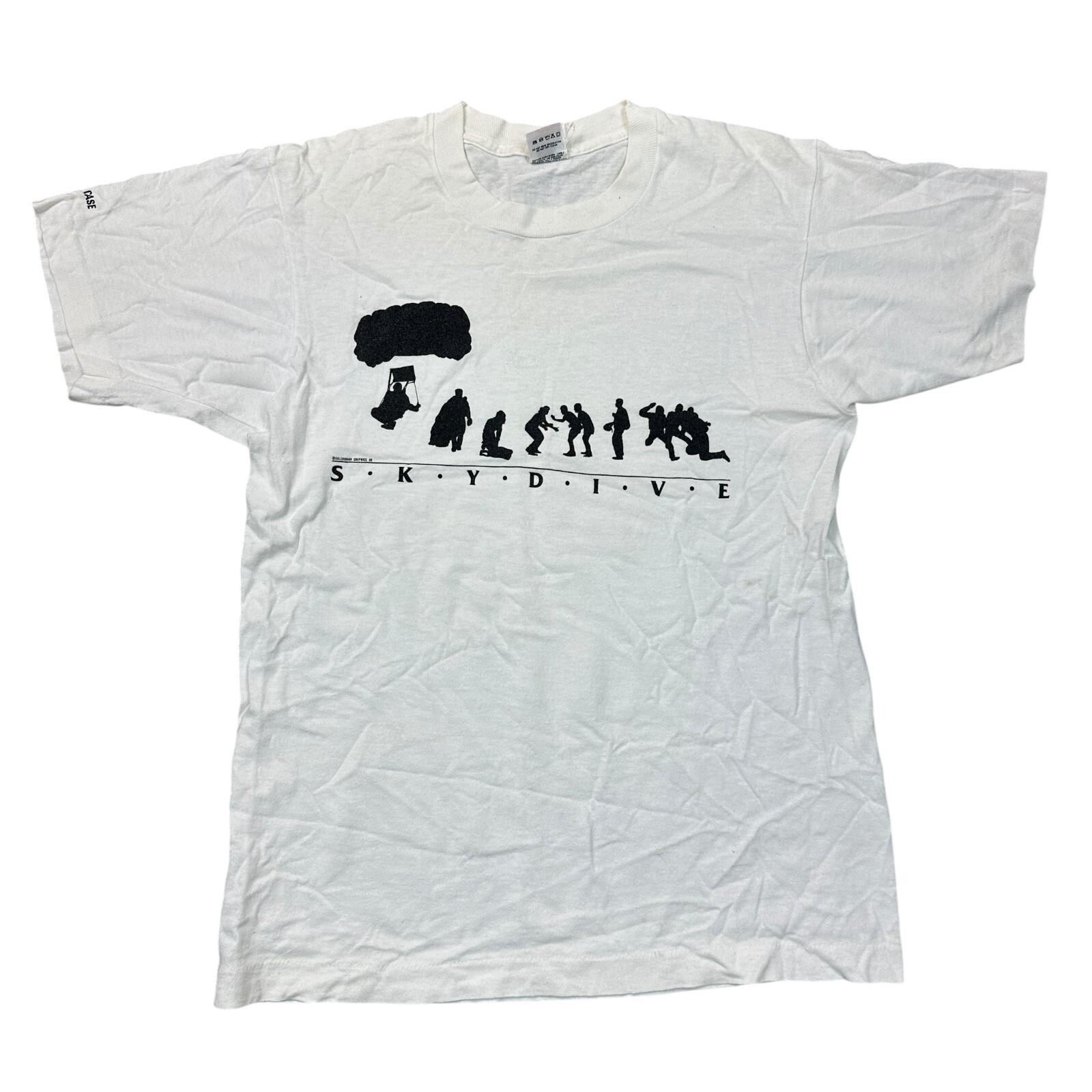

Vintage Single Stitch T-Shirt Mens Womens Tees Top Skydive USA Fruit Of The Loom White Mens 4XL
