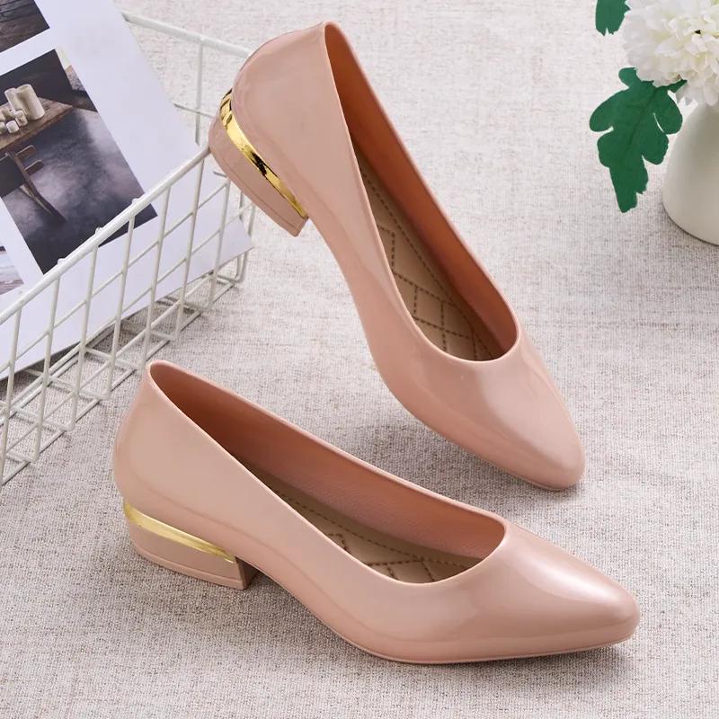  Women Cute Sweet Transparent Waterproof High Quality Black Rain Shoes Lady Classic Street Pumps Zapatos De Mujer A1558