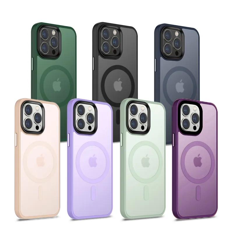 Magnetické pouzdro Luxury For Magsafe Wireless Charging pro iPhone 15 14 Plus 13 12 11 Pro Max Matte Shockproof Bumper Armor Cover