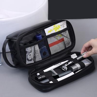 Yousheng Sac de Toilette de Voyage pour Homme en Similicuir Imperméable Organisateur de Toilette avec Poignée Latérale Compartiment Humide Sac de Rangement pour Accessoires de Rasage