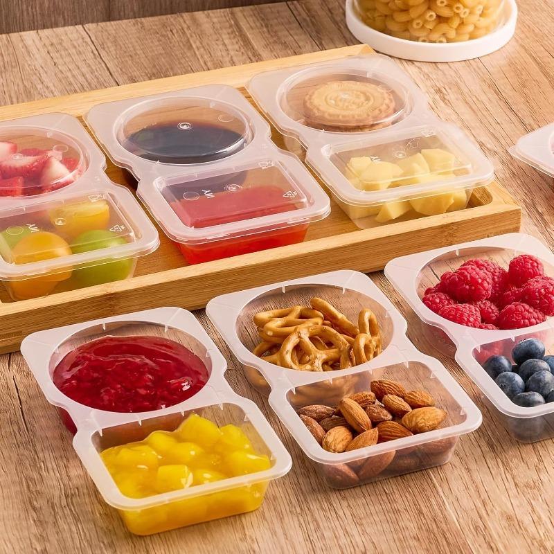 10/20/40PCS Double Compartment Seasoning Container with Lid Snack Containers Sauce Packaging Box for Daily Outdoor Picnics