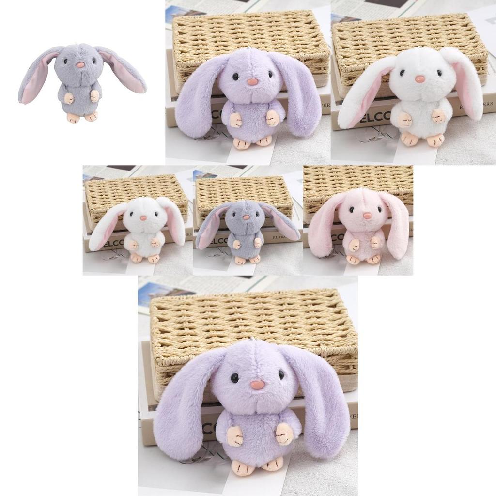 Adorable Long-eared Bunny Plush Keychain Soft Stuffed Rabbit Toy Crystal Velvet