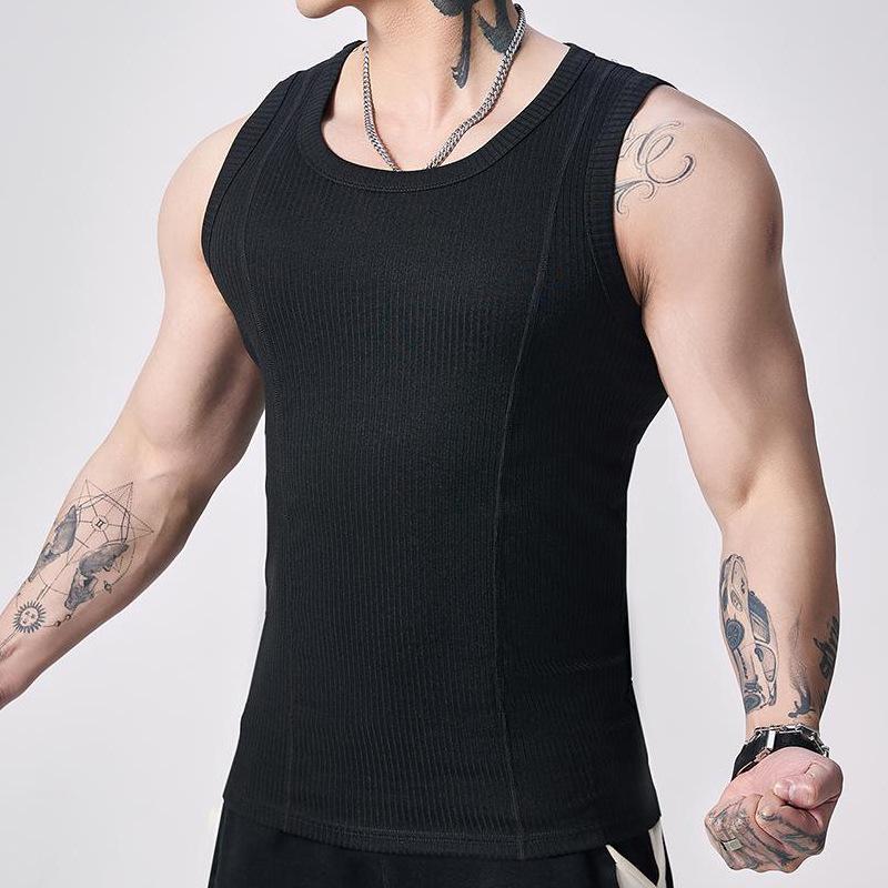 

Hukuson 2025 Men s Summer Ice Silk Ribbed Sports Tank Top - Cool Feel, Slim Fit, Enhanced Fitness Design M (90-120 jin)