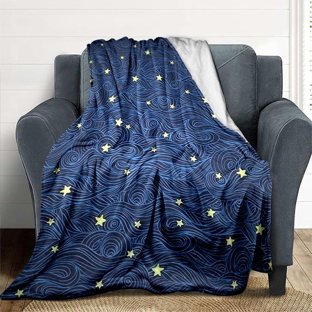 1pc Wave Star Blanket, Lightweight Flannel Throw Blanket for Sofa, Bed, Travel, Camping, Living Room, Office, Couch, Chair, and Bed