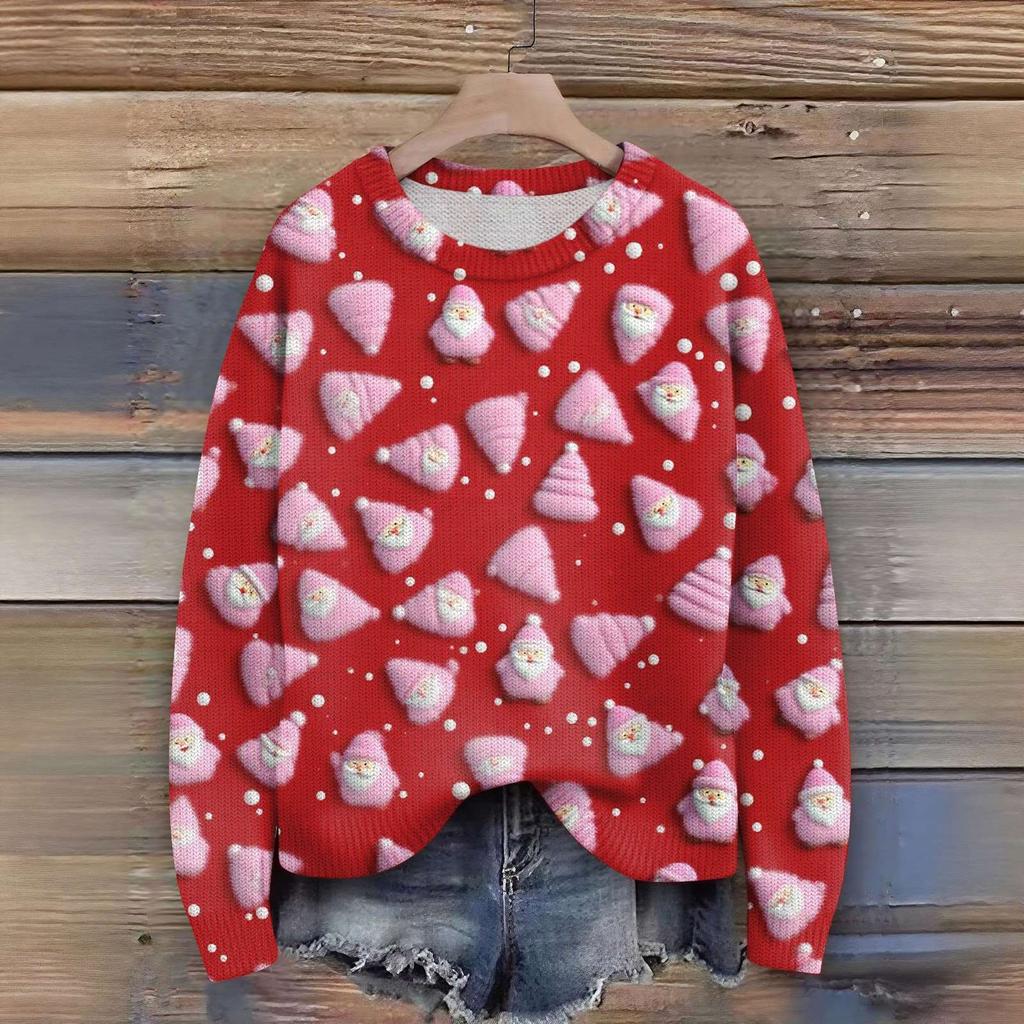 Women'S Christmas Sweater Cute Fun Christmas Sweater Fall And Winter Long Sleeve Knitted Sweater