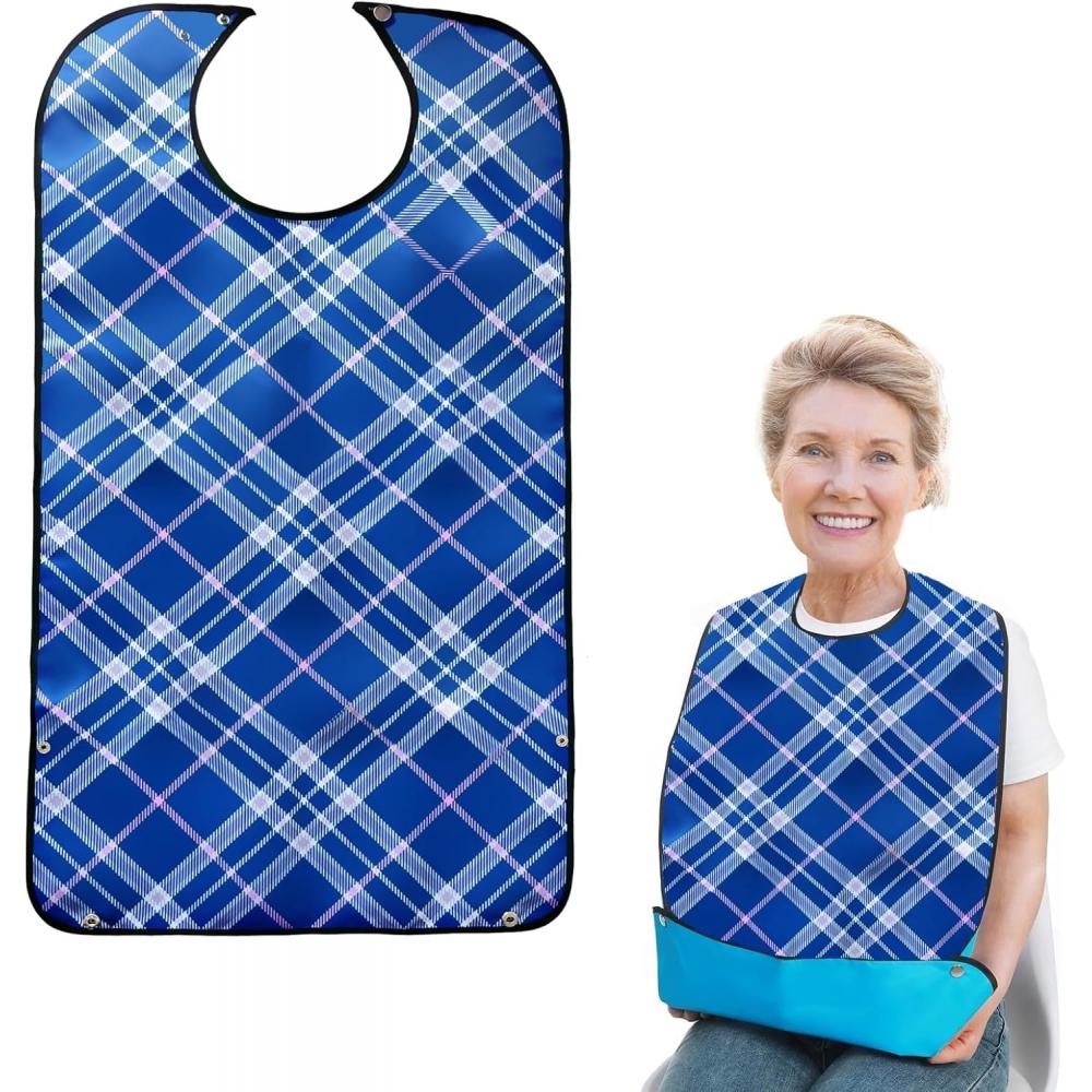 Hiliboom Waterproof Adult Dining Apron Blue Checkered