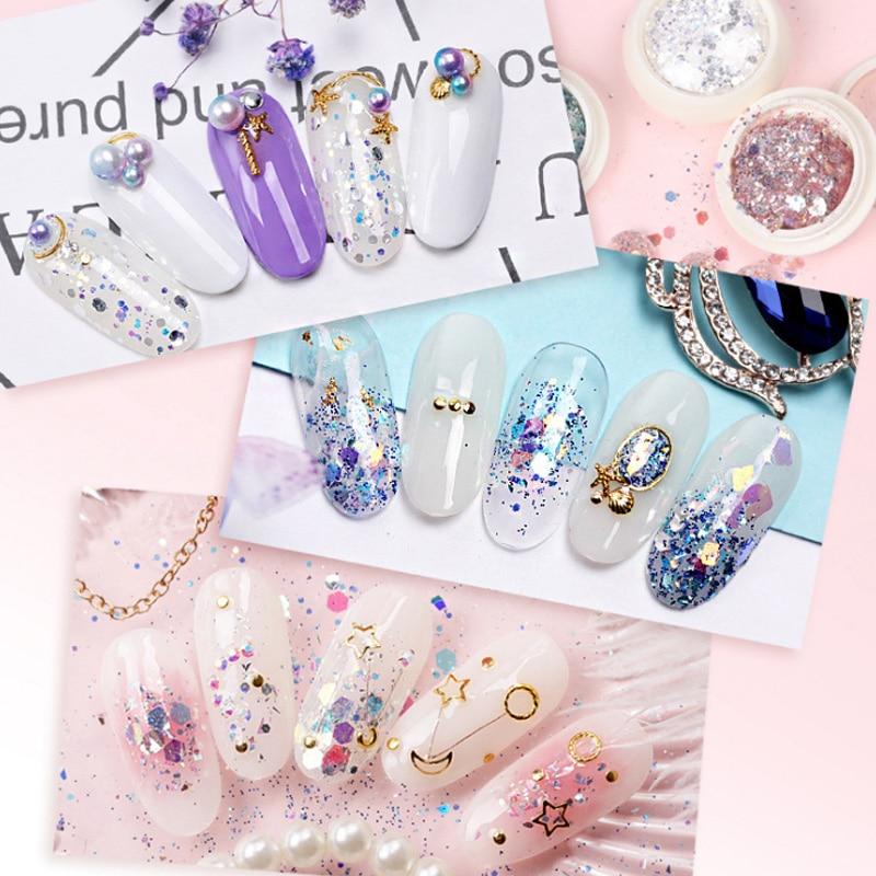 8 färger Nail Glitter Set Puder Nail Pigment DIY Flake Nail Art Dust Glitter Powder Mermaid Sequis