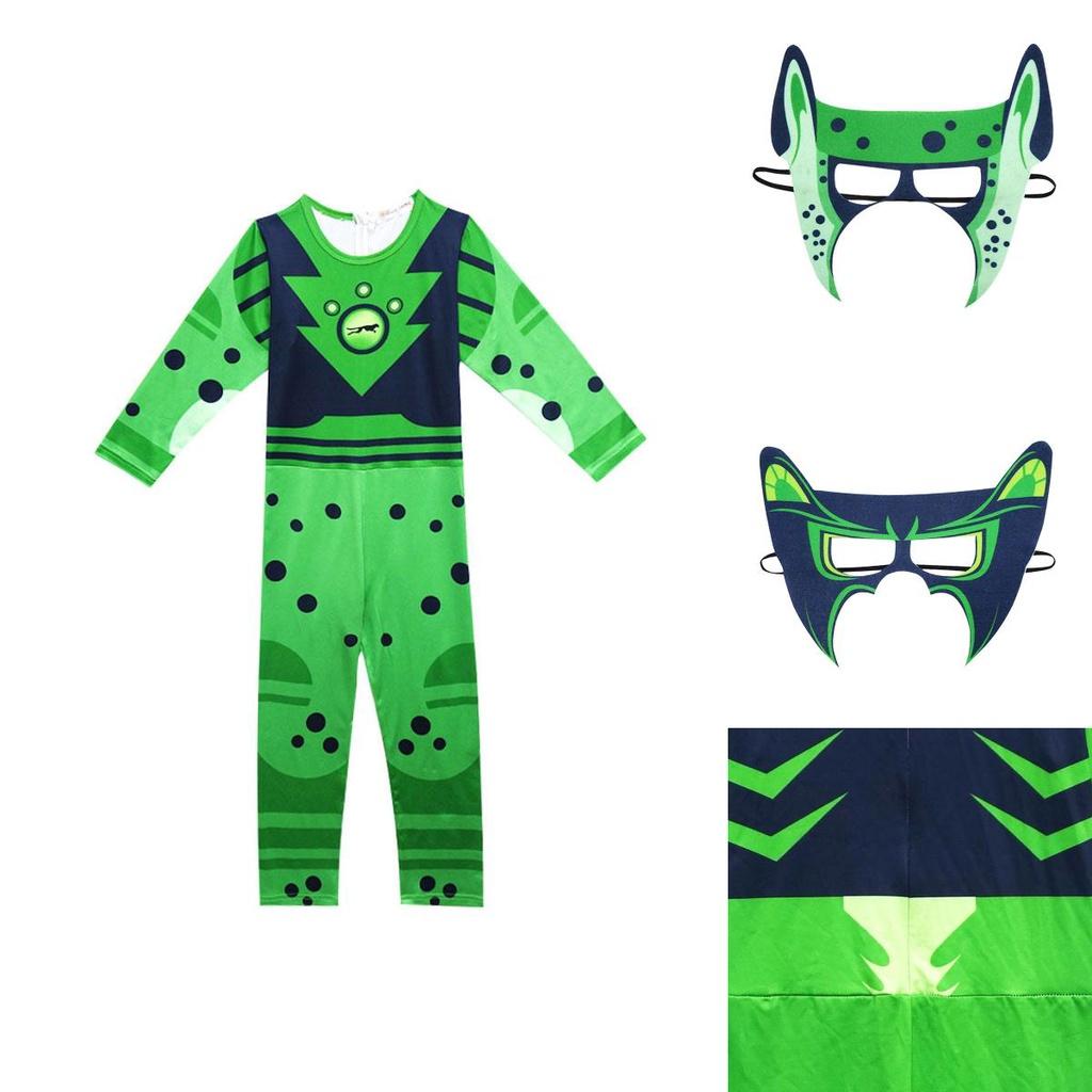 Costum Wild Kratts Puterea Creaturii Pentru Copii Cu Salopetă Verde Marin și Mască