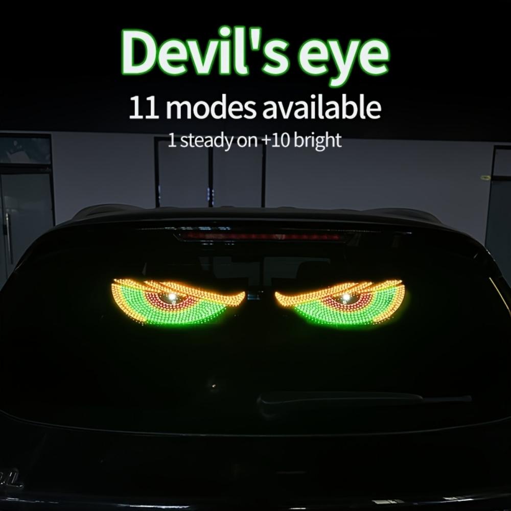 2-Piece Devil's Eye Car LED Light, Truck Devil's Eye Light USB Powered Decorative Light, No Wired Ambient Light, Cool Vehicle Display Light