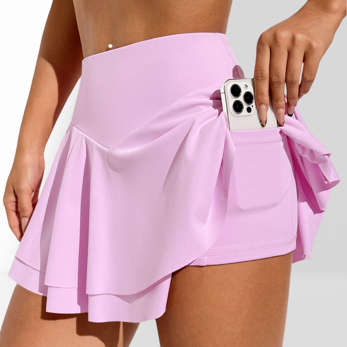 

Женская юбка для йоги с высокой талией, контролем живота и многокарманной функциональностью Medium розовый