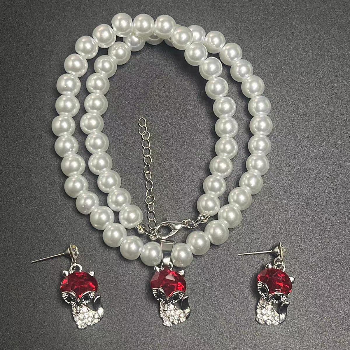 

Стильное ожерелье из сплава с бриллиантами на ключицу с универсальными серьгами с жемчугом - 3 предмета XL2074-12