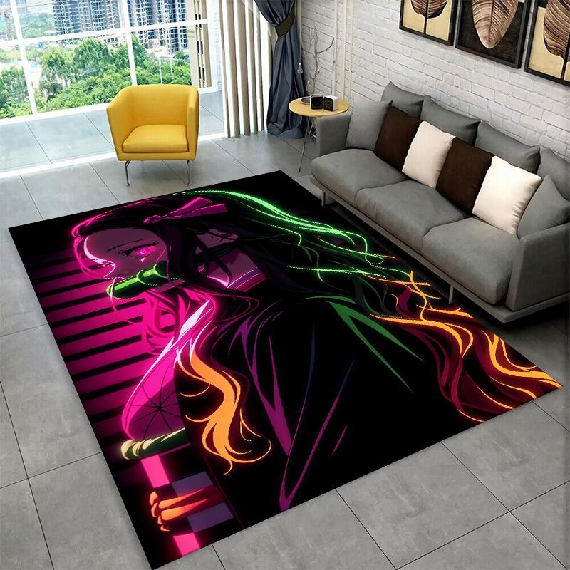 Cartoon Demon Slayer Anime Kamado Nezuko Tanjirou Carpet Rug for Playroom Bedroom Living Room Sofa Home,kid Non-slip Floor Mat