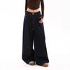2025 Deep Blue High-Waisted Wide-Leg Denim Pants - Trendy, Slimming, Loose Fit, Ideal for Early Spring