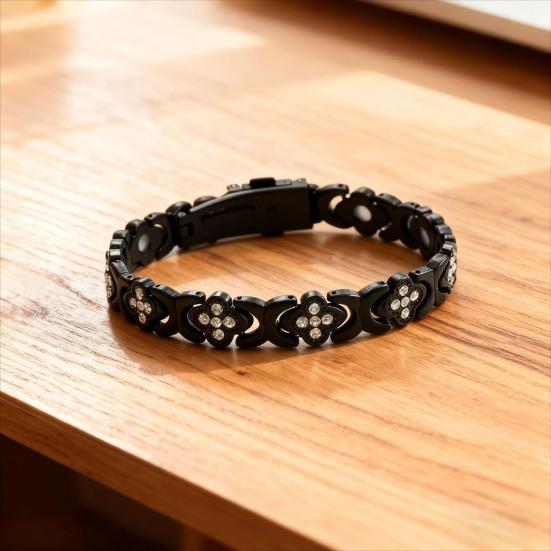 Women Bracelet Flower Shape Sparkling Rhinestones Inlaid Versatile Electroplated Smooth Surface Bracelet Dress Up Jewelry Gift