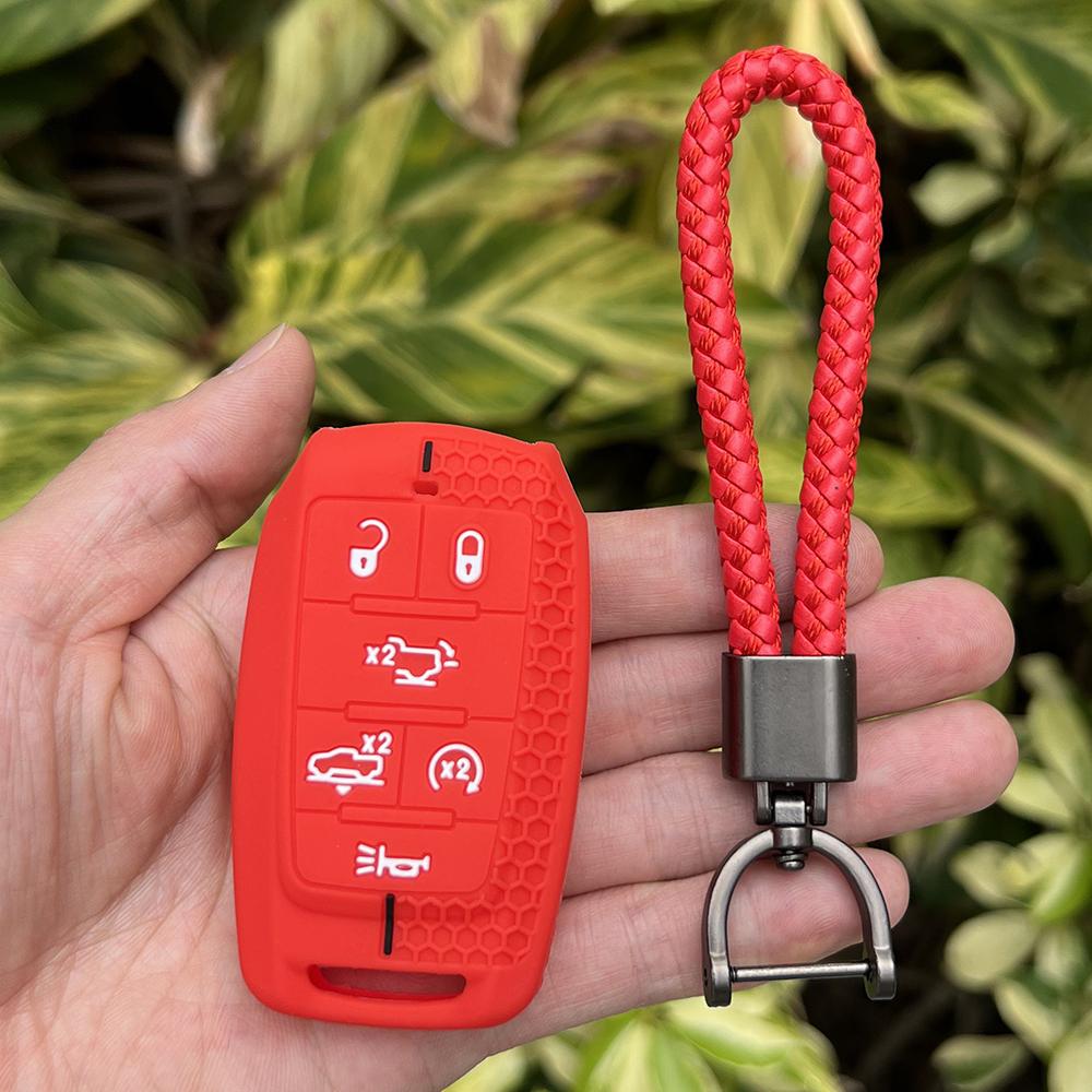 Silicone Car Key Case Remote Cover Shell Keychain Accessories for Dodge Ram 1500 Pickup Limited 2019 2020 2021 2022 2023 2024