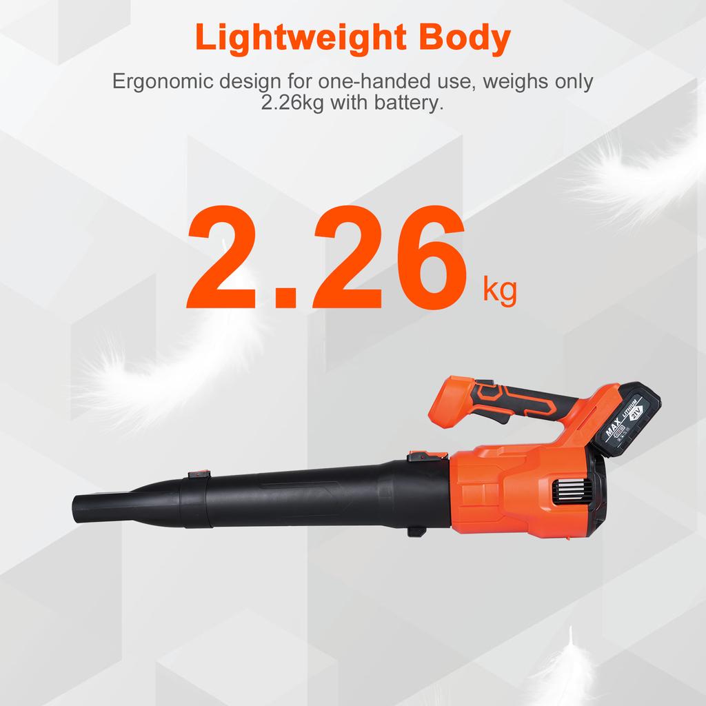 Cordless Leaf Blower 21V Electric Blower with Powerful Motor 2Pcs 3.0Ah Battery Adjustable 2 Speeds