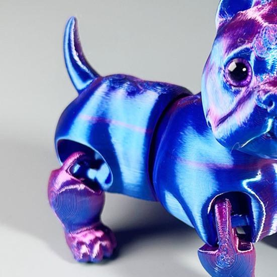 Figurka Buldoga Drukowana 3D Z Ruchomymi Stawami Figurka Psa Model Szczeniaka z Artykulacją Zabawka Fidget Dekoracja na Półkę Domową Biurową Ozdoba