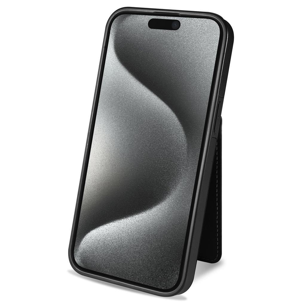 For iPhone 15 Pro Max Case Compatible with MagSafe Detachable Card Holder Kickstand Leather Phone Back Cover