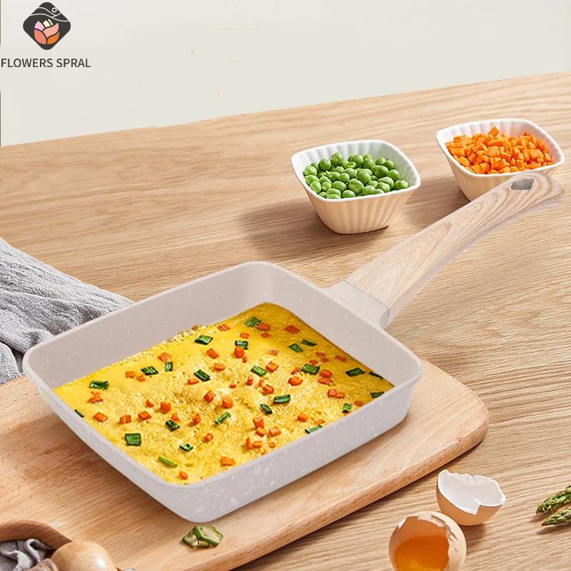 Japanese Rectangular Non Stick Frying Pan, Pan Non Stick Wheat Rice Stone Frying Pan, Anti Scalding Handle, Small Frying Pans