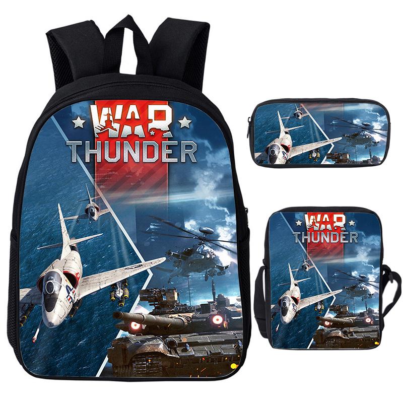 3 stuks Set Spel Anime War Thunder Schooltassen Vecht Tanka Print Rugzakken voor School Tiener Meisjes Jongens World of Tanks Rugzak