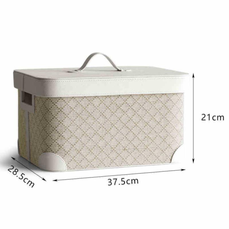 Large Leather Storage Box Retro Organizer Boxes Portable Clothes Organizing Basket Luxury Accessory Organization Basket with Lid