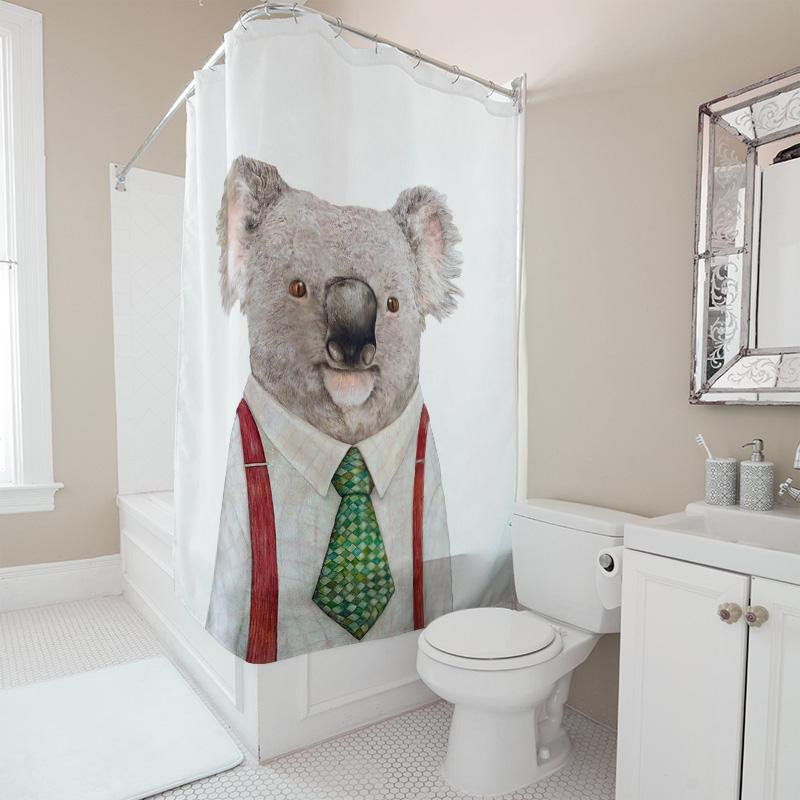 Animal Shower Curtain Koala Bath Mat Cute Animal Print Cartoon Kids Decorative Bathroom Set Waterproof Fabric Printing Unisex Gi