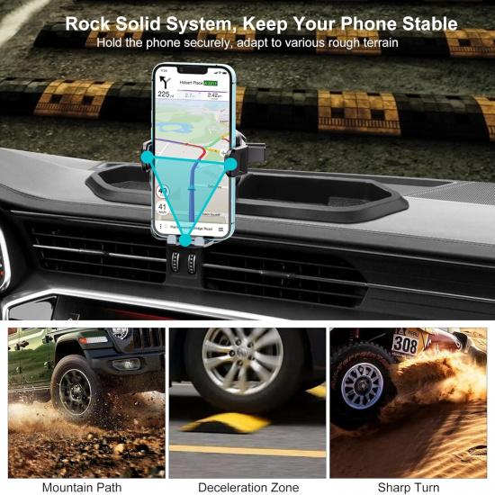 Metal Phone Mount For 2018      Jeep Wrangler JL JLU & Gladiator JT, Multi-Mount Phone Holder Dash Tray System Kit With Adjustable Metal Arm Don'T