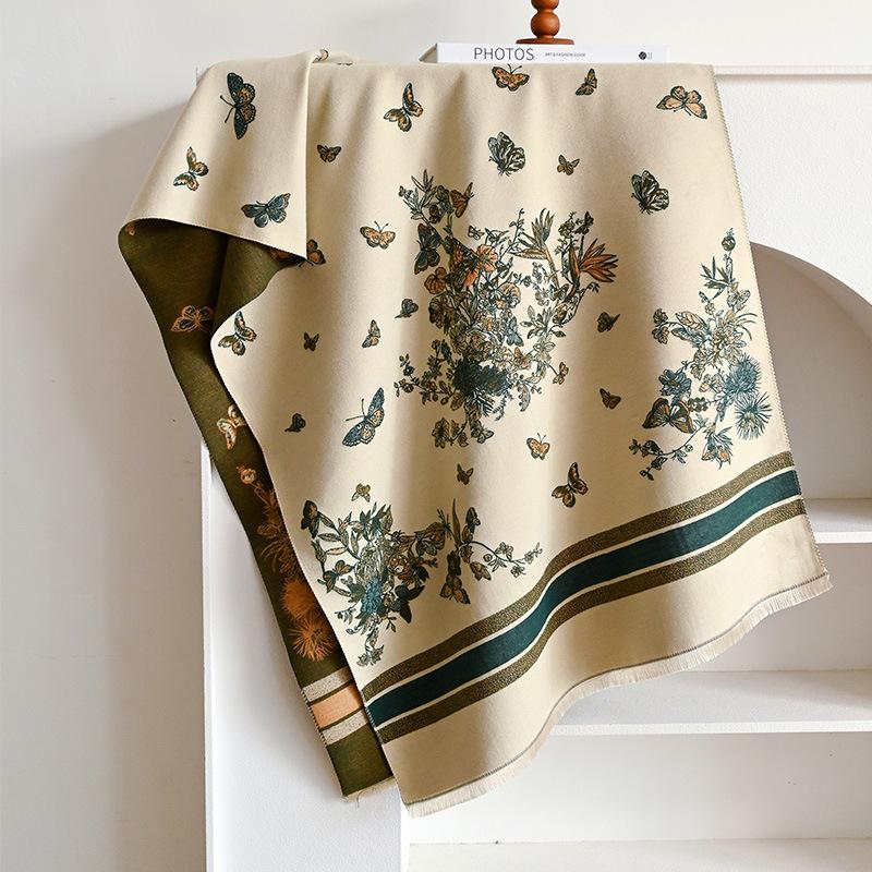 

Растения Лианы Античный Ретро Женский Имитация Кашемира Короткий Борода Бахрома Теплый Шарф 185*65