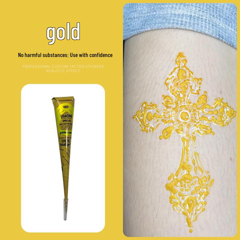 Plant-Based Hand-Painted Henna Tattoo Paste for Stencil Use