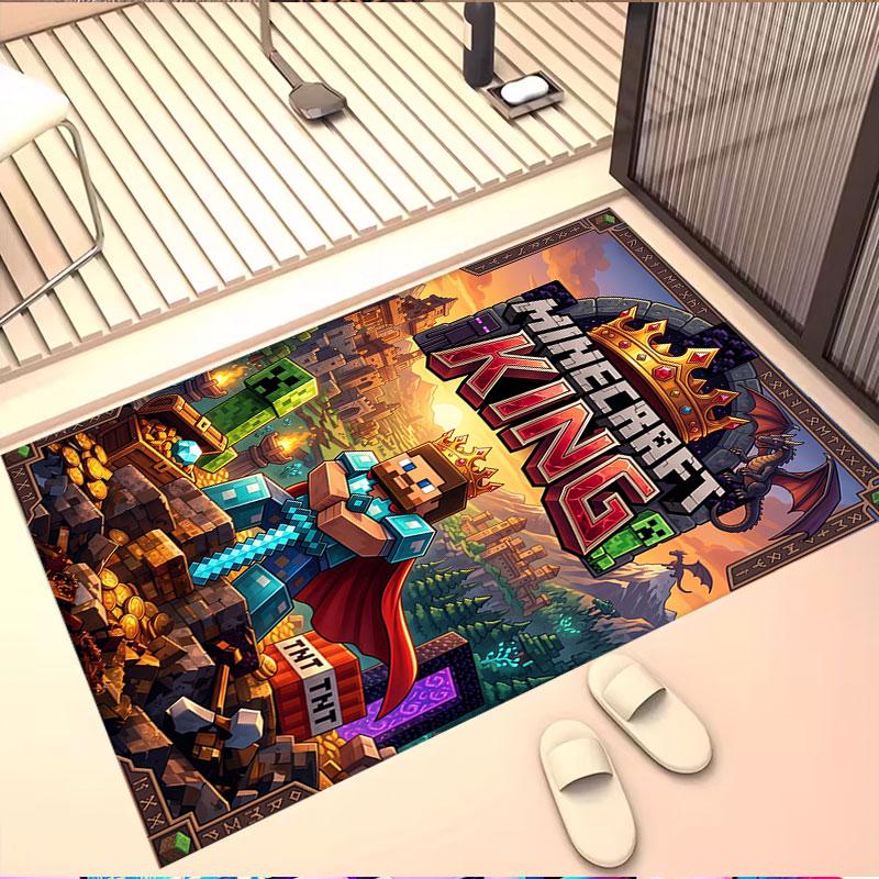 Minecraft1 (4) Print Rug, Washable Floor Carpet, For Entryway Dorm Laundry Room Office Study, Home Decor Birthday Christmas Gift