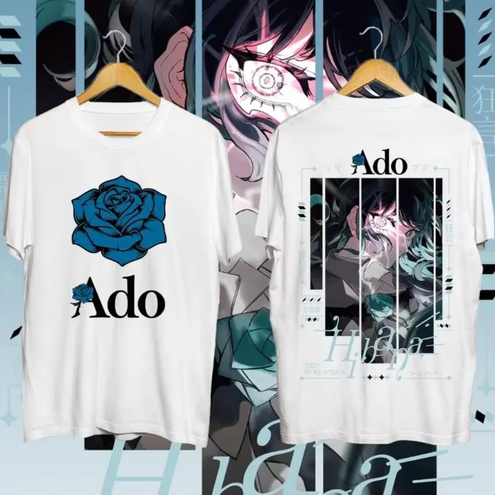 2025 Men Women Tshirt NEW ADO World Tour T-Shirt Black and White Round Neck Hibana 2 Colors Cotton T-shirt Comfortable Top Tees