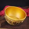 Ornament Home Decor Cloud Pattern Hundred Blessings Treasure Bowl Handcrafted Brass Carving Elegant An