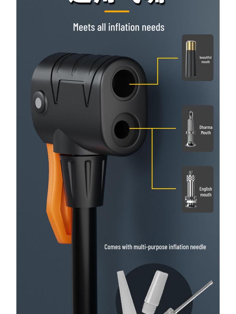 Universal High-Pressure Air Pump for Bikes, Cars, and Basketballs with Inflation Cylinder