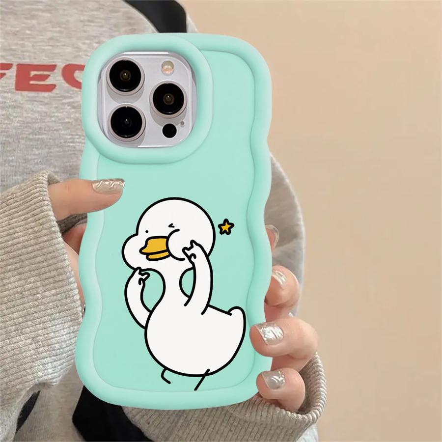 Cartoon-Enten-Hülle für iPhone 14 15 Plus XR 16 Pro Max 12 8 11 17 Air 13 Weiche Handyhülle