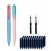 Refillable Ergonomic Fountain Pen for Students - Transparent Colored Plastic Design