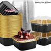 50 Stück Aluminiumfolien-Backformen Rechteckig mit Deckeln Hitzebeständig Mini-Kastenformen zum Backen Küchenzubehör