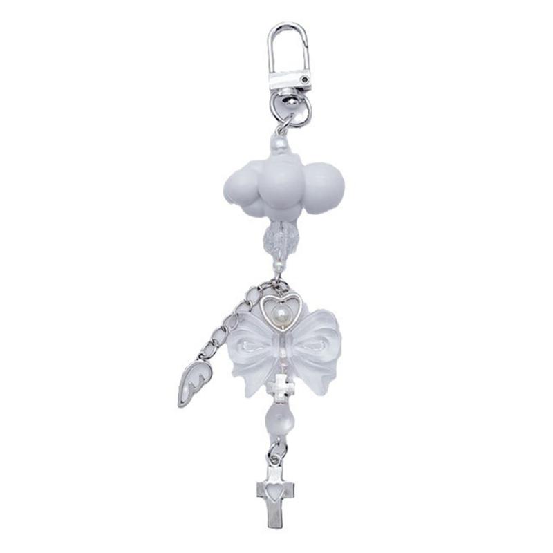 

Handmade Backpack Pendant Keychain Butterfly Charm Keychain Phone Lanyard Crystal Bowknot Syringe Charm Phone Charm