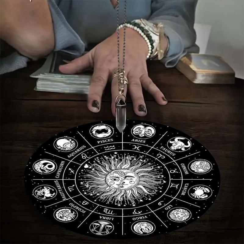 Metaphysical Message Board Mat Witchcraft Fortune Telling Altar Board Divinations Pendulum Board Round Dowsing Board
