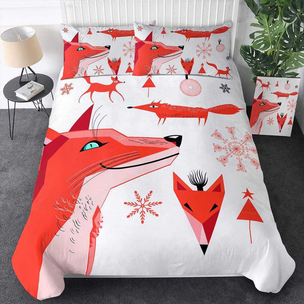 Tribal Ethnic Orange Fox Duvet Cover Set Woodland Animals Comforter Cover Set 2/3Pcs Dream Catcher Bedding Set Soft Qulit Cover