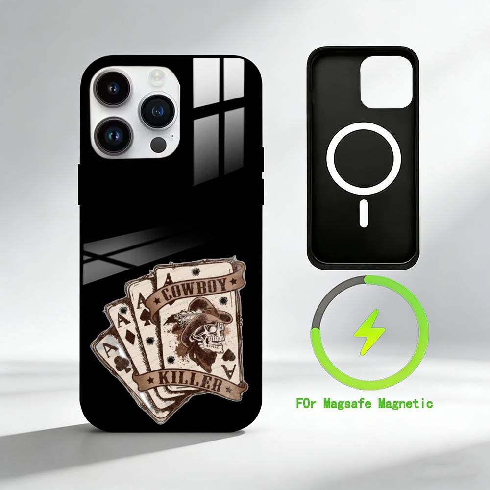 

W-Western Vintage Phone Case For iPhone 17 16 15 14 13 12 Pro Max Plus for Mirror Wireless Magnetic Cover iPhone11PRO