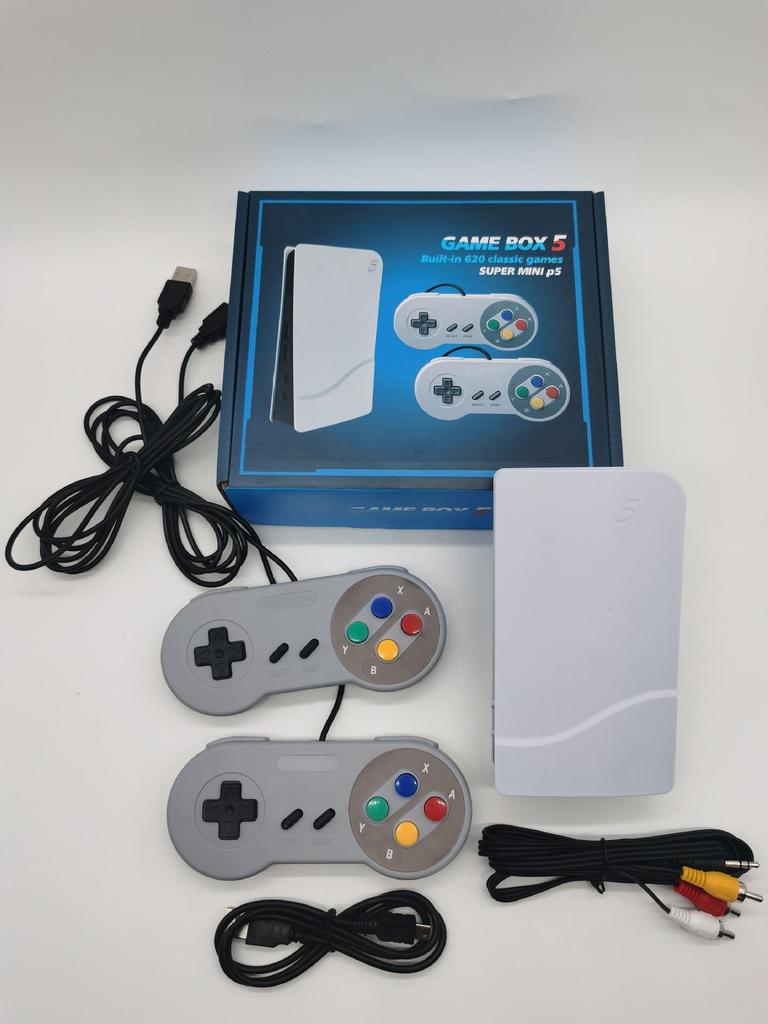 Nostalgic Red & White NES TV Game Console with Mini PS5 Controller and AV Cable