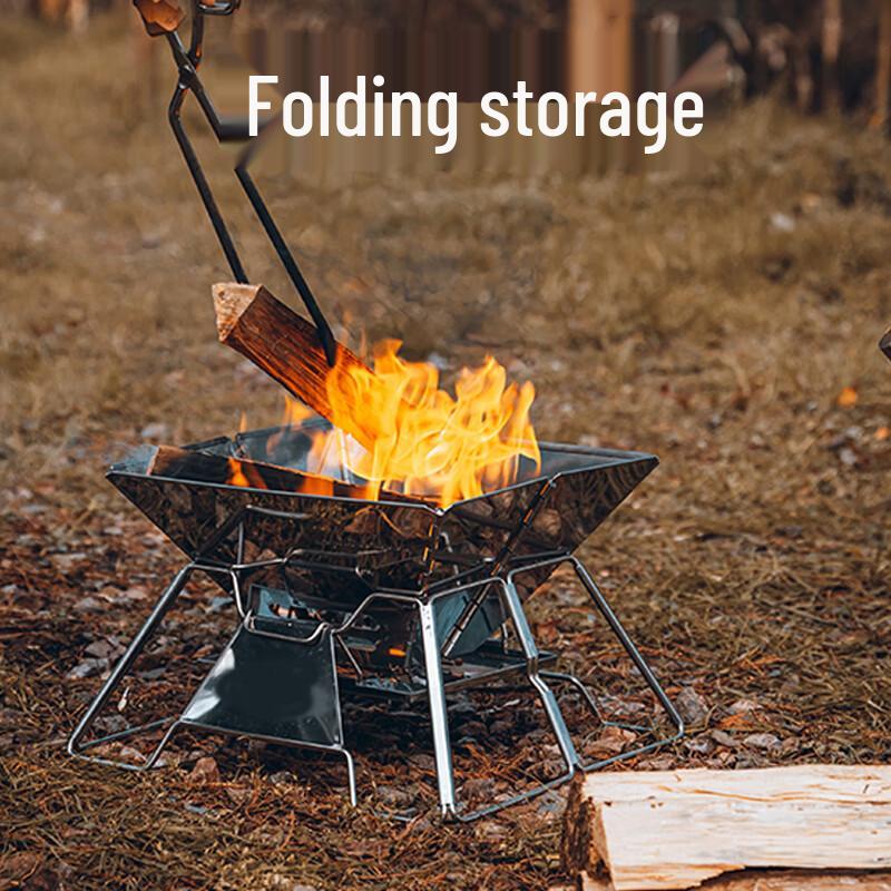 Portable Folding Stainless Steel Barbecue Grill & Fire Pit