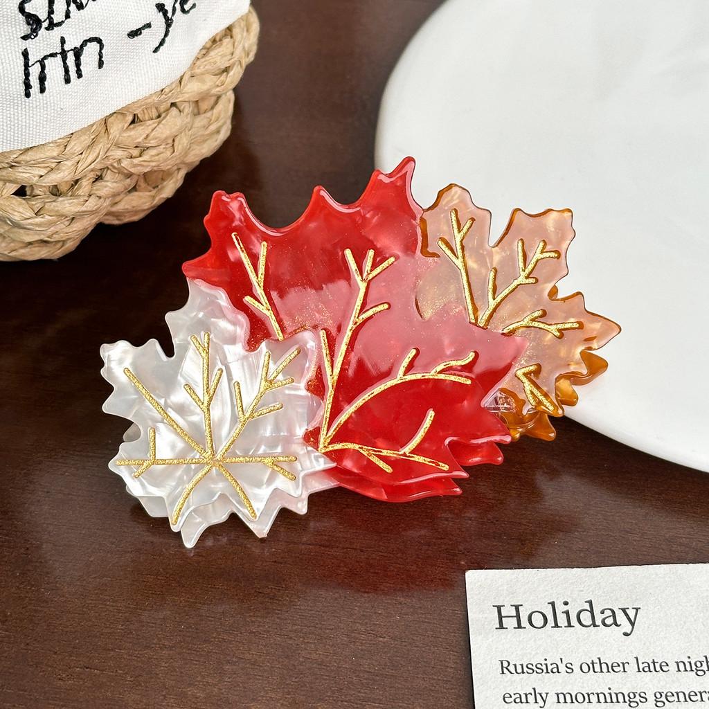 Stylish Acetate Maple Leaf Hair Clip Charming Mushroom Claw Clip Women For